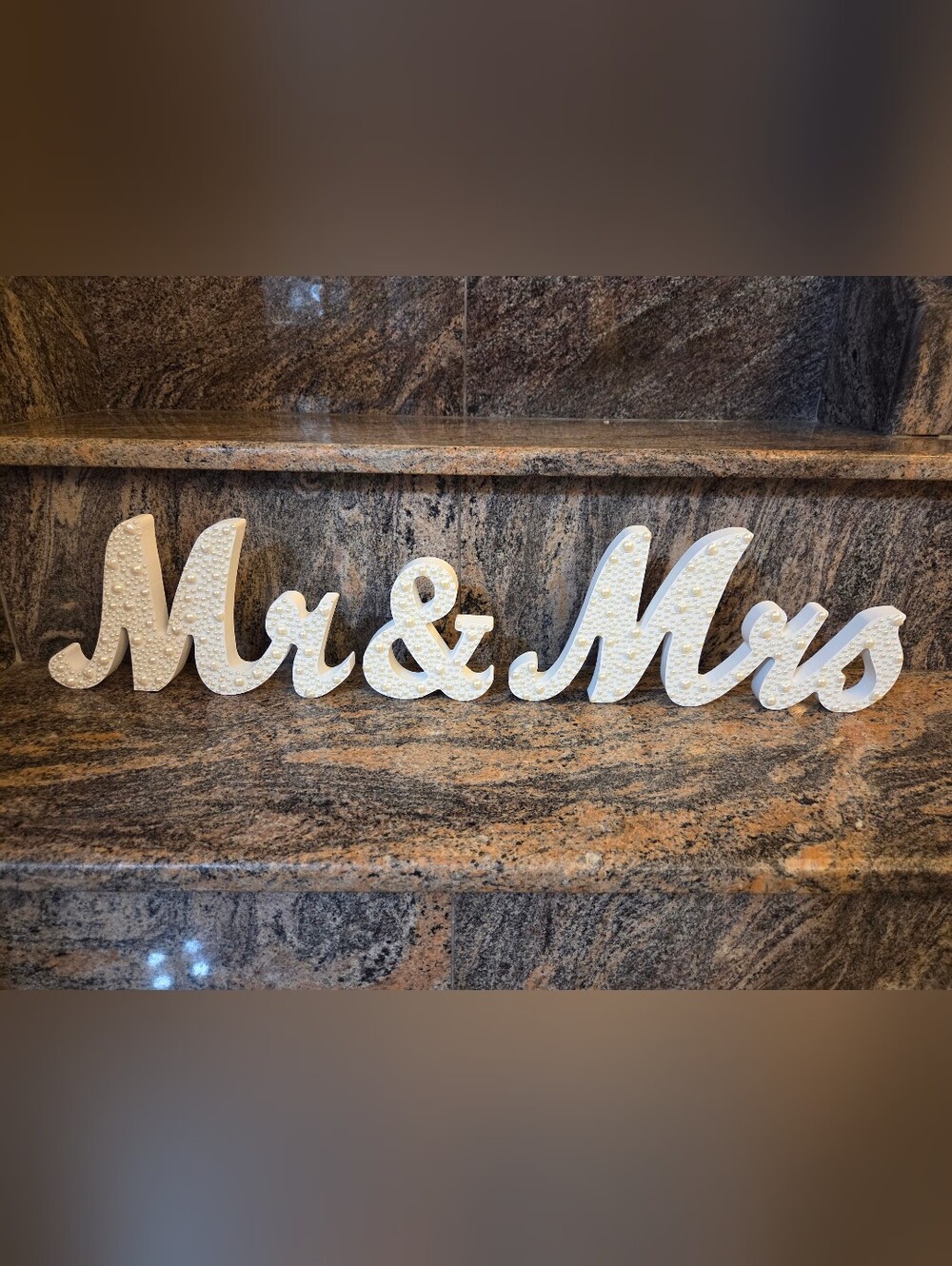 Mr & Mrs Wedding Sign - White Decorative Script